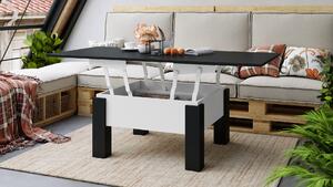 OSLO černý mat / matná bílá, skládací konferenční stolek s nastavitelnou výškou horní desky