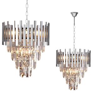 EUlight Lustr Aspen II, 1x křišťálové/chromové kovové stínítko, (fi 45cm), ch