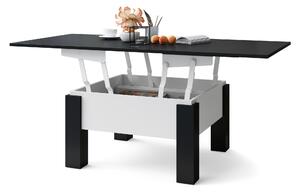 OSLO černý mat / matná bílá, skládací konferenční stolek s nastavitelnou výškou horní desky