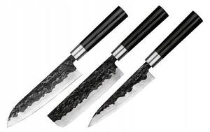 SADA 3 KUCHYŇSKÝCH NOŽŮ SAMURA BLACKSMITH: NŮŽ SANTOKU, NAKIRI, UNIVERZÁLNÍ
