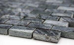 Kamenná mozaika černá, stříbrná 23x50x10mm