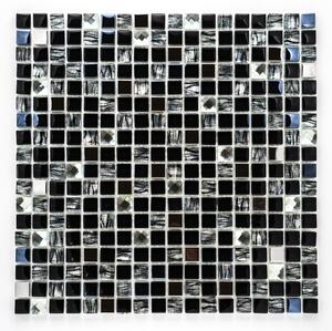 Mozaika, sklo, kov 15x15mm