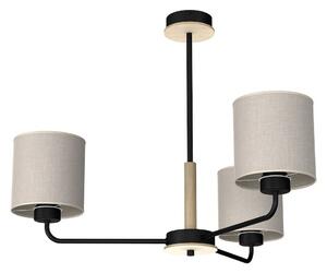 EUlight Lustr Atlanta, 3x lněné stínítko, b/dřevo