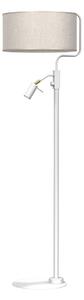 EUlight Stojací lampa Lino, 1x lněné stínítko + 1x bílé kovové stínítko, w/g
