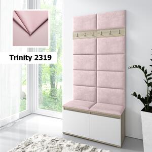 Předsíňová stěna s čalouněnými panely Trinity 1 - Bílá sonoma / Světle růžová 2319