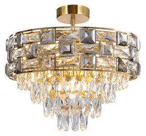 EUlight Lustr Luxuria II, 1x křišťálové/zlaté kovové stínítko, (fi 50cm), g