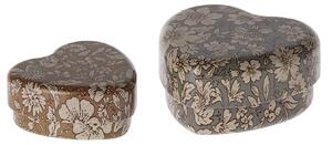 Plechová mini krabička Heart Blue/Ocher Blossom – set 2 ks