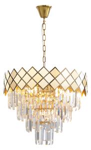Lustr Carisma II, 1x křišťálové/zlaté kovové stínítko, (fi 50cm), g