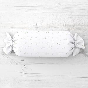 Biante Polštář válec bonbon Sandra SA-424 Drobná kvítka na bílém 15x40 cm