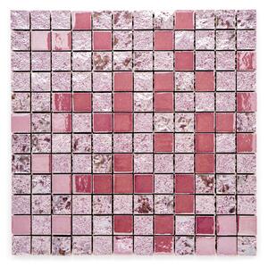 Japonská keramická mozaika 25x25mm růžová s perletí