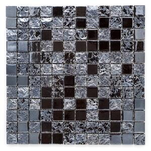 Japonská keramická mozaika 25x25mm černá s perletí