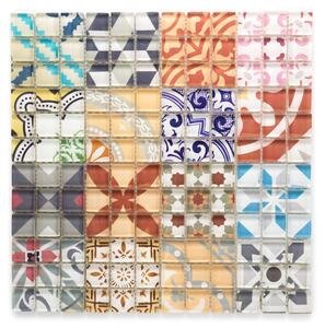 Skleněná mozaika vícebarevná patchwork 23x23x8mm