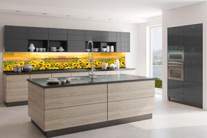 DIMEX | Fototapeta do kuchyně Malba slunečnic KI-350-214 | 350 x 60 cm | žlutá, zelená