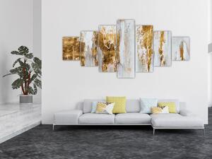 Obraz - Abstrakce se zlatou (210x100 cm)