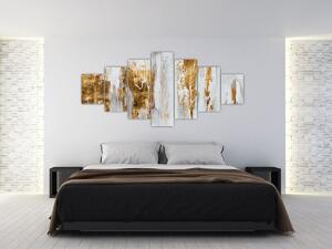 Obraz - Abstrakce se zlatou (210x100 cm)