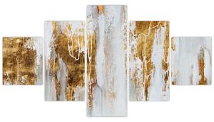 Obraz - Abstrakce se zlatou (125x70 cm)