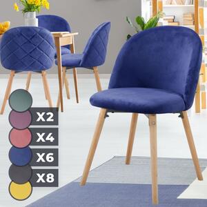 Miadomodo 74813 Sada jídelních židlí sametové, královská modrá, 2 ks