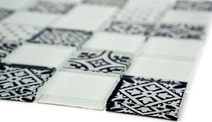 Skleněná mozaika bílá patchwork 48x48x8mm