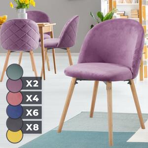 Miadomodo 74812 Sada jídelních židlí sametové, fialové, 2 ks