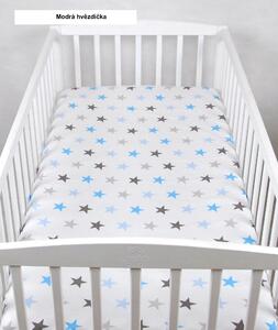 Dětské prostěradlo do postele bavlna - 120 x 60 cm, Modrá hvězdička