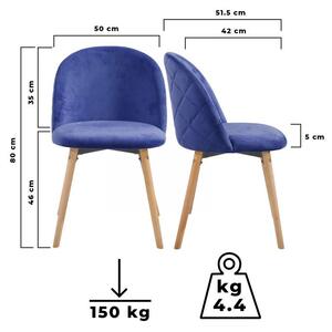 Miadomodo 74813 Sada jídelních židlí sametové, královská modrá, 2 ks
