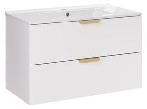 Comad Závěsná koupelnová skříňka Aster Lava se zápustným umyvadlem 80 cm bílá