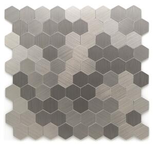 Samolepicí obklad mozaika vinyl Hliník 32x32mm - šedé víceúhelníky