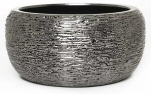Kulatý květináč POTTA, sklolaminát, průměr 44 x výška 21 cm, stříbrná