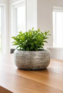 Kulatý květináč POTTA, sklolaminát, průměr 44 x výška 21 cm, stříbrná