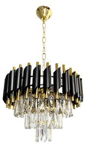 Lustr Cristal, 1x křišťálové/zlaté/černé kovové stínítko, (fi 38cm), g