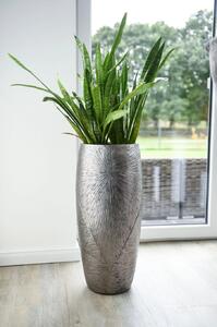 Luxusní květináč ROYAL, sklolaminát, výška 73 cm, stříbrno-černý
