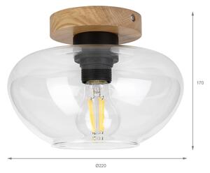 Stropní svítidlo FLO WOOD 1xE27/15W/230V dub/čirá pr. 22 cm