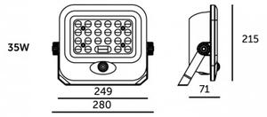 LED Solární reflektor se senzorem MHCS LED/35W/3,2V IP65 15000 mAh + DO