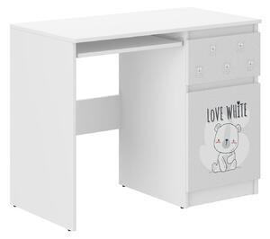 Dětský psací stůl 96 cm - Bílý medvídek
