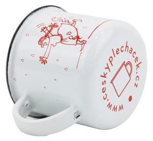 BELIS Smaltovaný hrnek ø 8 cm - 0.35 l bílý "hasiči/lýtka" v krabičce - ČESKÝ PLECHÁČEK - 11008-039OCM04