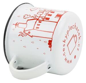 BELIS Smaltovaný hrnek ø 8 cm - 0.35 l bílý "hasiči/co jste hasiči" v krabičce - ČESKÝ PLECHÁČEK - 11008-039ODM04