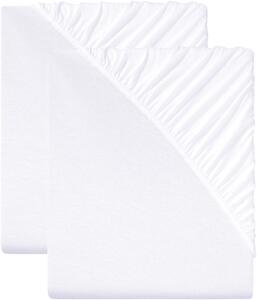 Livarno home Sada žerzejových napínacích prostěradel 90-100 x 200 cm, bílá, 2dílná (800009574)