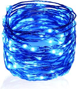 Vánoční mikro řetěz na baterie, modrá, 2m, na baterie