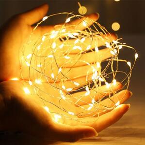 Venkovní vánoční mikro řetěz na baterie, teplá bílá, 5m, 50 LED, 8 programů