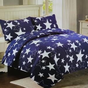 Přehoz na postel modrý - hvězdy