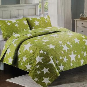 Přehoz na postel zelený - hvězdy