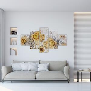 Obraz - Slunečnice ve zdi (125x70 cm)
