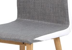 Jídelní židle dřevo s potahem šedohnědá látka a bílá ekokůže WC-1513B BR2