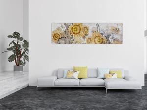 Obraz - Slunečnice ve zdi (170x50 cm)