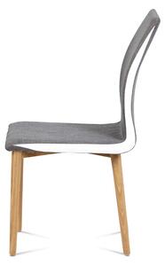 Jídelní židle dřevo s potahem šedohnědá látka a bílá ekokůže WC-1513B BR2