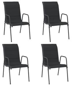 Zahradní židle 4 ks ocel a textilen černé