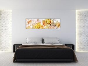 Obraz - Slunečnice, malba (170x50 cm)