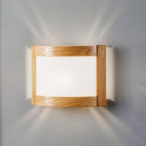 Lamkur Dřevěné nástěnné svítidlo Zanna, výška 22 cm, světlý dub, stmívatelný, Světlé dřevo, Obývací pokoj / jídelna, Dřevo, Venkovský / rustikální
