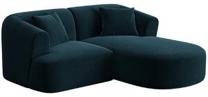 Cosmopolitan Design Petrolejově modrá sametová rohová pohovka Campi 180 cm, pravá