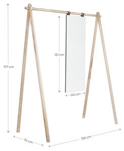 Černý dřevěný věšák Karup Design Hongi se zrcadlem 177 x 150 cm